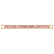 Distanziatore 30x2 mm con strass - Oro - Rosa chiaro x1