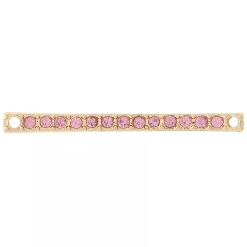 Distanziatore 30x2 mm con strass - Oro - Rosa chiaro x1