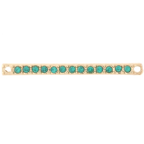 Distanziatore 30x2 mm con strass - Oro - Blu petrolio x1