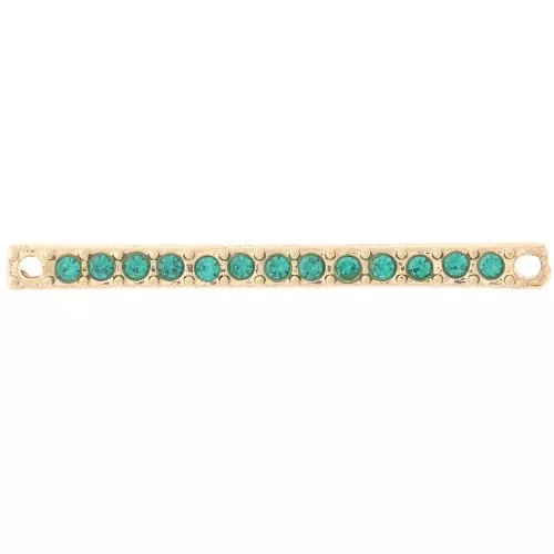 Distanziatore 30x2 mm con strass - Oro - Blu petrolio x1
