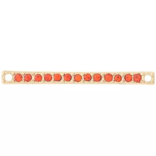 Distanziatore 30x2 mm con strass - Oro - Arancione x1