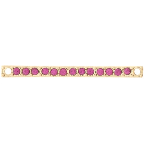 Distanziatore 30x2 mm con strass - Oro - Fucsia x1