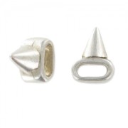 Passante spike per laccetto 5 mm argentato antico x1