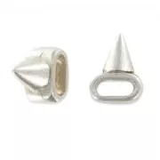 Passante spike per laccetto 5 mm argentato antico x1
