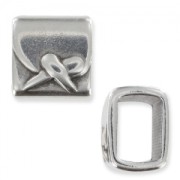 Passante rettangolare 14,7x12 mm Placcatura argento antico x1