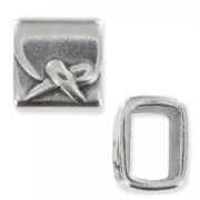 Passante rettangolare 14,7x12 mm Placcatura argento antico x1