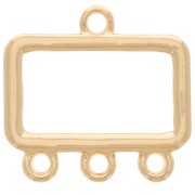 Pendente rettangolo a candelabro cavo 16x17 mm 3 anelli - Oro x1|raw }}