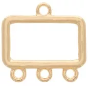 Pendente rettangolo a candelabro cavo 16x17 mm 3 anelli - Oro x1