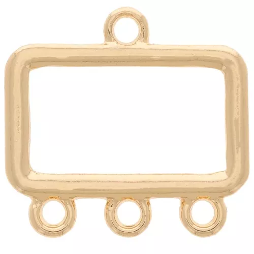 Pendente rettangolo a candelabro cavo 16x17 mm 3 anelli - Oro x1