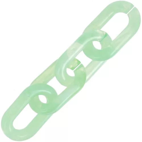 Maglia ovale in acrilico trasparente 39x23 mm - Menta marmorizzata - Bianco x1