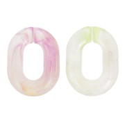 Maglia ovale in acrilico trasparente 24x18 mm - Viola marmorizzato - Verde x1