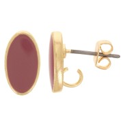 Orecchini ovali 12x7 mm con resina epossidica - Oro - Rosa antico x2