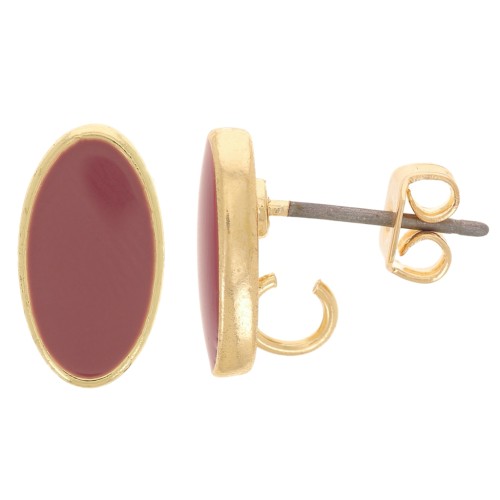 Orecchini ovali 12x7 mm con resina epossidica - Oro - Rosa antico x2