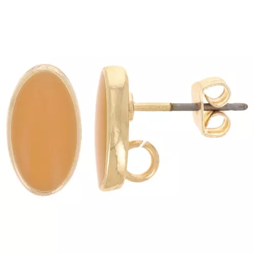 Orecchini ovali 12x7 mm con resina epossidica - Oro - Ocra x2