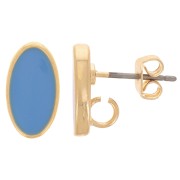 Orecchini ovali 12x7 mm con resina epossidica - Oro - Blu x2
