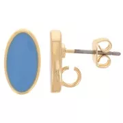 Orecchini ovali 12x7 mm con resina epossidica - Oro - Blu x2