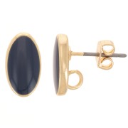 Orecchini ovali 12x7 mm con resina epossidica - Oro - Blu notte x2|raw }}