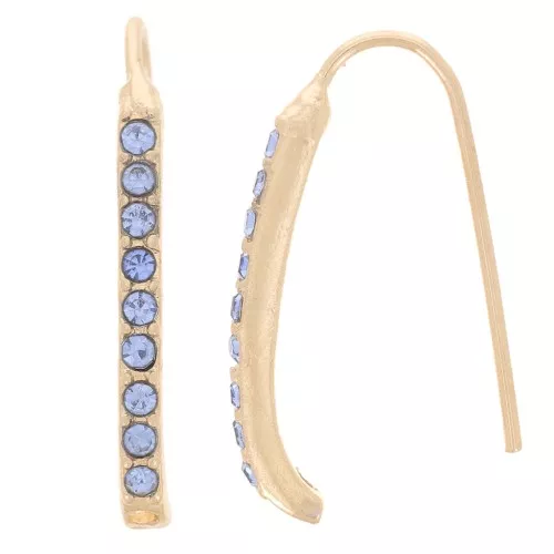 Ganci per orecchie in strass 22x2 mm con foro - Oro - Azzurro x2