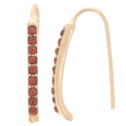 Ganci per orecchie con strass 22x2 mm con foro - Oro - Cognac x2