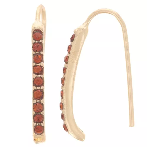 Ganci per orecchie con strass 22x2 mm con foro - Oro - Cognac x2