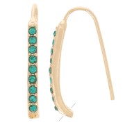 Ganci per orecchie con strass 22x2 mm con foro - Oro - Blu petrolio x2