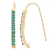 Ganci per orecchie con strass 22x2 mm con foro - Oro - Blu petrolio x2