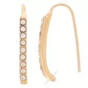 Ganci per orecchie con strass 22x2 mm con foro - Oro - Cristallo x2