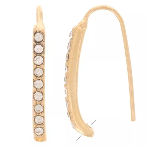Ganci per orecchie con strass 22x2 mm con foro - Oro - Cristallo x2