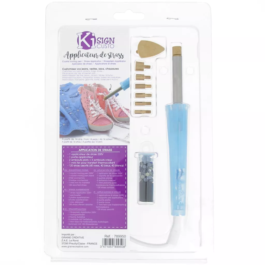Strass Application Kit Applicatore di strass con 7 punte di ricambio e 120 strass hotfix ...