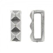 Passante decorazione rilievo per laccetto da mm. 10 argentato antico x