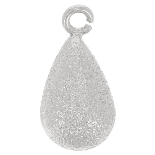 Ciondolo a goccia con diamante 14x7 mm con anello aperto - Rodio x1