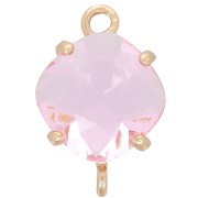 Distanziatore in vetro sfaccettato a forma di diamante 16x11 mm - Oro - Rosa chiaro x1