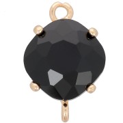Distanziatore in vetro sfaccettato a forma di diamante 16x11 mm - Oro - Nero x1|raw }}