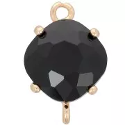 Distanziatore in vetro sfaccettato a forma di diamante 16x11 mm - Oro - Nero x1