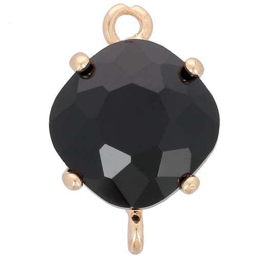 Distanziatore in vetro sfaccettato a forma di diamante 16x11 mm - Oro - Nero x1