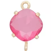 Distanziatore in vetro sfaccettato a forma di diamante 16x11 mm - Oro - Lampone x1