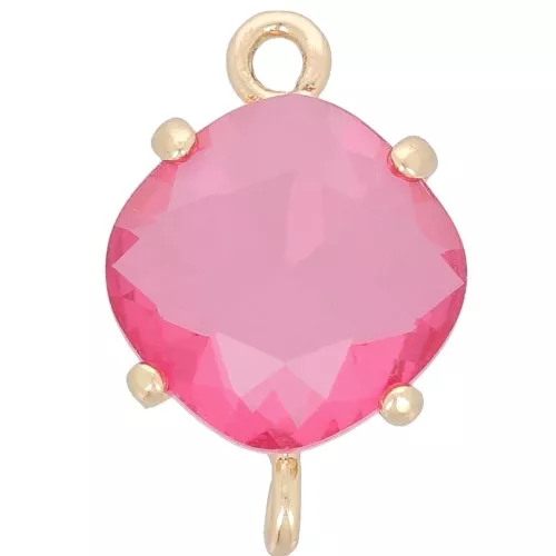 Distanziatore in vetro sfaccettato a forma di diamante 16x11 mm - Oro - Lampone x1