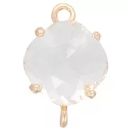 Distanziatore in vetro sfaccettato a forma di diamante 16x11 mm - Oro - Cristallo x1