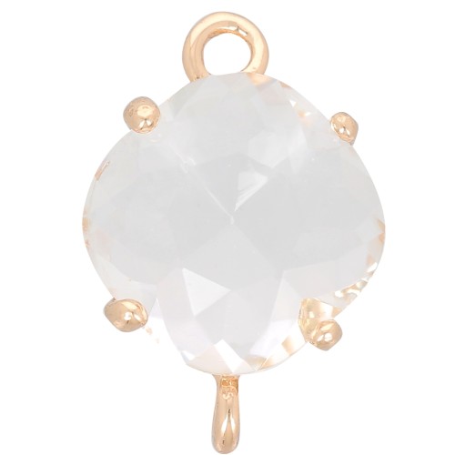 Distanziatore in vetro sfaccettato a forma di diamante 16x11 mm - Oro - Cristallo x1