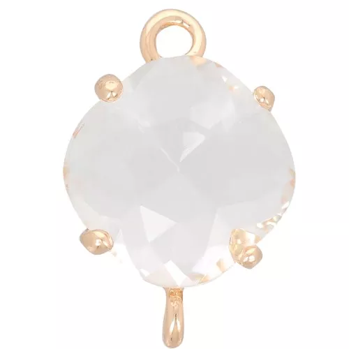 Distanziatore in vetro sfaccettato a forma di diamante 16x11 mm - Oro - Cristallo x1
