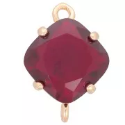 Distanziatore in vetro sfaccettato a forma di diamante 16x11 mm - Oro - Rosso x1