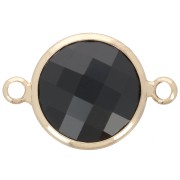 Distanziatore rotondo in vetro sfaccettato 15 mm - Oro - Nero x1|raw }}