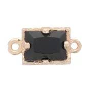 Distanziatore rettangolare in vetro sfaccettato 12x6 mm - Oro - Nero x1
