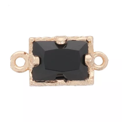 Distanziatore rettangolare in vetro sfaccettato 12x6 mm - Oro - Nero x1