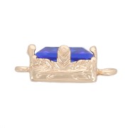 Distanziatore rettangolare in vetro sfaccettato 12x6 mm - Oro - Blu reale x1