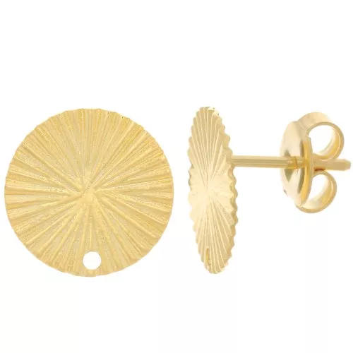 Orecchini tondi 12 mm effetto plissettato - Dorato in oro fino x2