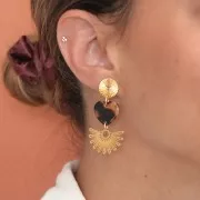 Orecchini tondi 12 mm effetto plissettato - Dorato in oro fino x2