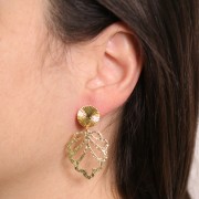 Orecchini a perno tondi 12 mm effetto plissettato - Rodio x2