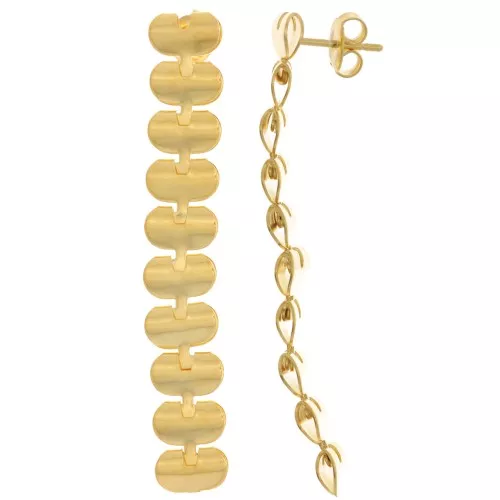 Orecchini lunghi a pendente - 58x10 mm - Dorati in oro fino x2