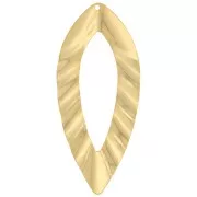Pendente foglia cava con effetto plissettato 47x21 mm - Dorato in oro fino x1